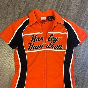 Vintage zip up biker Harley Davison top